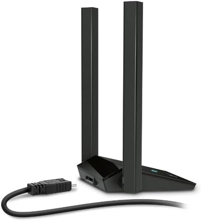 TP-Link AX1800 Wi-Fi 6 Dual Antennas High Gain Wireless USB 3.0 Adapter, Dual-Band, Auto Driver, MU-MIMO, Low- Latency, 1m Cable, Supports Windows 10/11, Highly Secure WPA3 (Archer TX20U Plus), Black