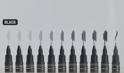 UNI PIN FINELINER DRAWING PEN SET 12 BLACK