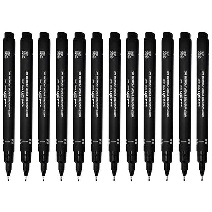UNI-BALL PIN DRAWING PEN FINELINER ULTRA FINE LINE MARKER 0.8mm BLACK Ink -