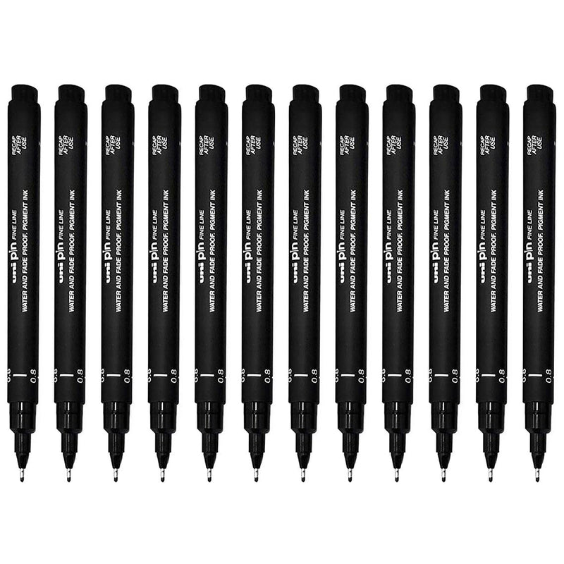UNI-BALL PIN DRAWING PEN FINELINER ULTRA FINE LINE MARKER 0.8mm BLACK Ink -