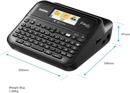 Brother PT-D610BT Versatile Desktop Label Printer | P-Touch Desktop Labeller | QWERTY Keyboard | Highly durable labels up to 24mm wide, UK Plug