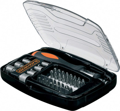 Black+Decker A7062-XJ-Juego 40 piezas para atornillar con atornillador de carraca