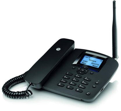 Motorola Voice - FW200L Telefono fisso wireless 2G, GSM Quad Band, Batteria di backup, Microfono muto, Vivavoce - Colore nero