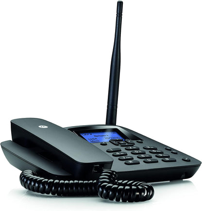 Motorola Voice - FW200L Telefono fisso wireless 2G, GSM Quad Band, Batteria di backup, Microfono muto, Vivavoce - Colore nero