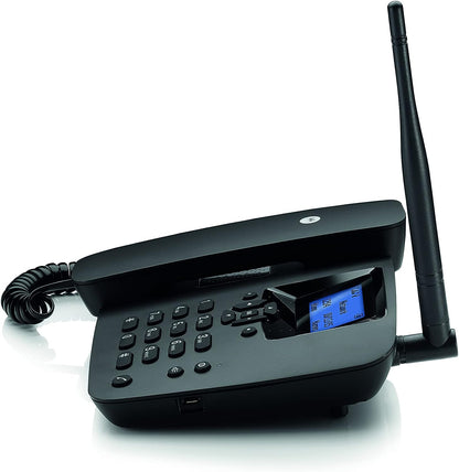 Motorola Voice - FW200L Telefono fisso wireless 2G, GSM Quad Band, Batteria di backup, Microfono muto, Vivavoce - Colore nero