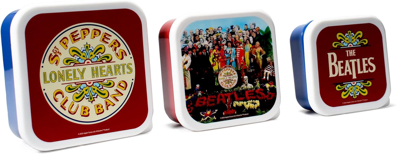 Half Moon Bay The Beatles Set of 3 Lunch and Snack Boxes Storage SGT Pepper's Lonely Hearts Clubs Band