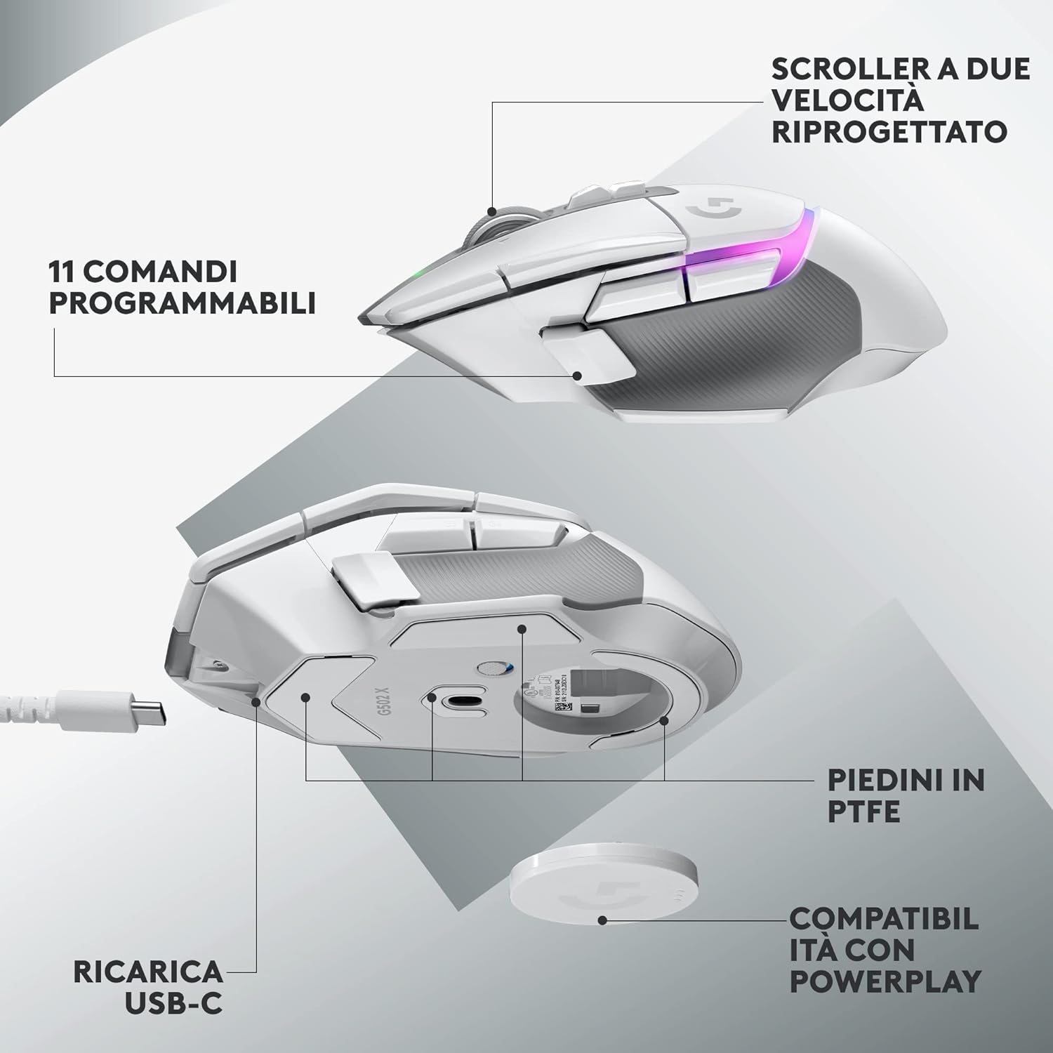 Logitech G502 X PLUS LIGHTSPEED Wireless RGB Gaming Mouse - Optical Mouse with LIGHTFORCE Hybrid Switches, LIGHTSYNC RGB, HERO 25K Gaming Sensor, Compatible with PC - macOS/Windows