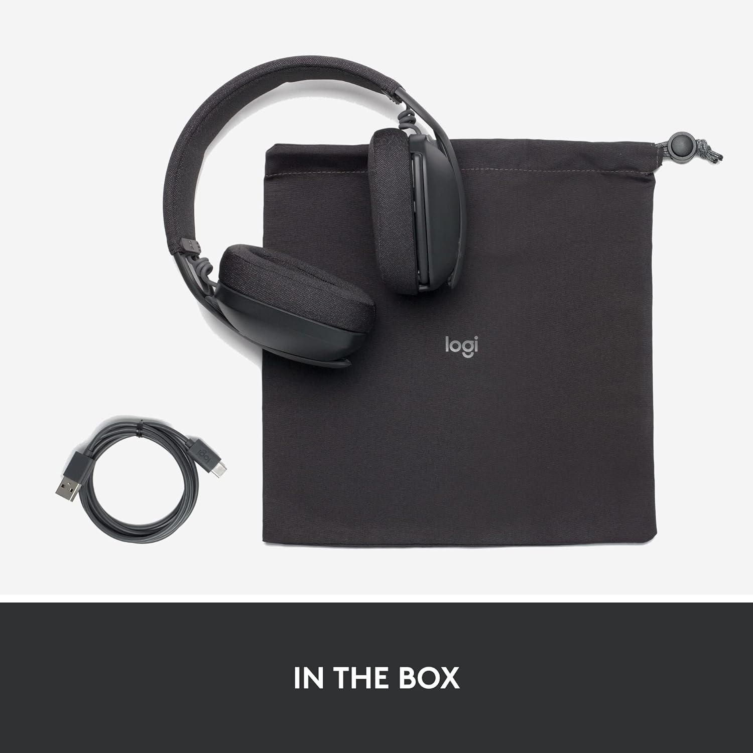 Logitech Zone Vibe Wireless Bluetooth® headphones with noise-cancelling mic, USB-A, USB-C, certified for Google Meet, Google Voice, Zoom, Mac/PC - Grey