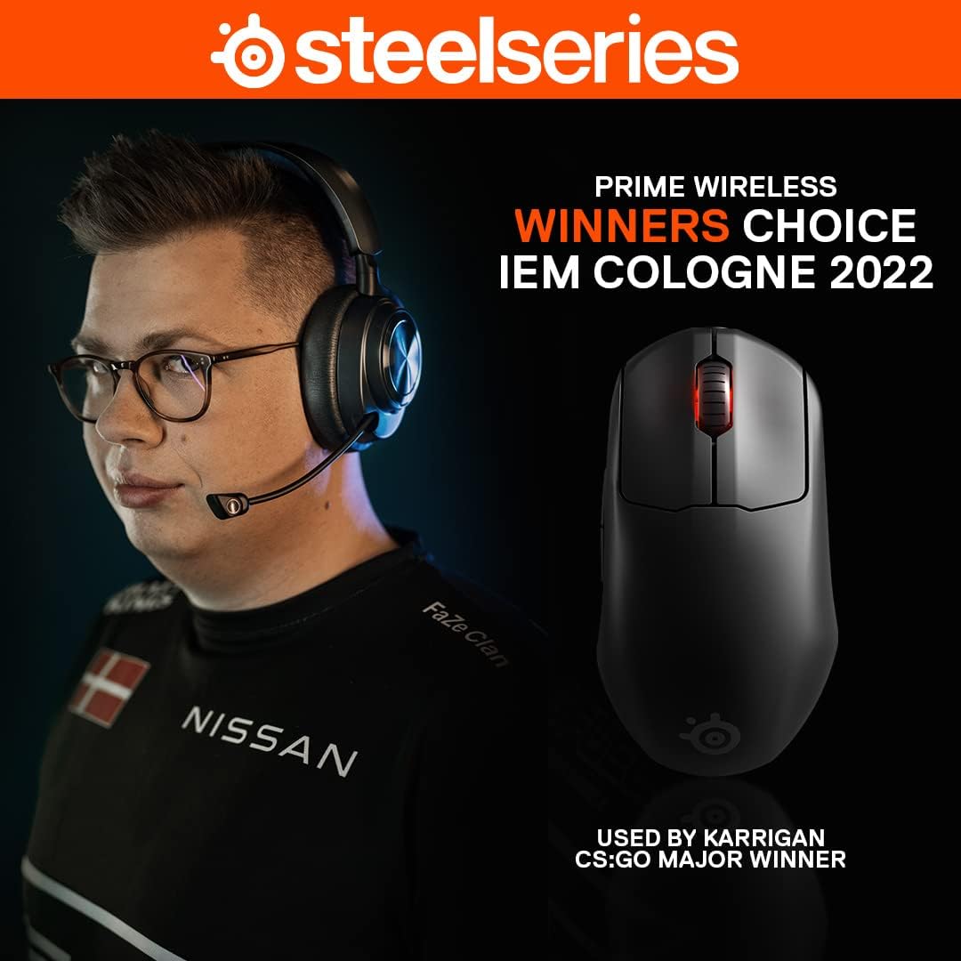 SteelSeries Prime Wireless - Esports Performance Wireless Gaming Mouse – 100 Hour Battery – 18,000 CPI TrueMove Air Optical Sensor – Magnetic Optical Switches Wireless Prime Black
