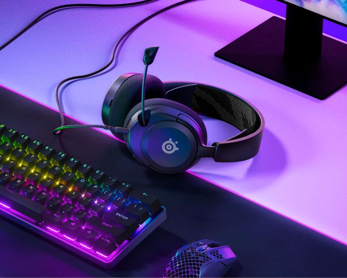 SteelSeries Arctis Nova 1 - Gaming Headset for PC, PS5, PS4, Switch, Xbox - Hi-Fi Drivers - 360° Spatial Audio - AirWeave Memory Foam Ear Cushions - Ultra Lightweight - Black 3.5mm for PC & Switch Bla