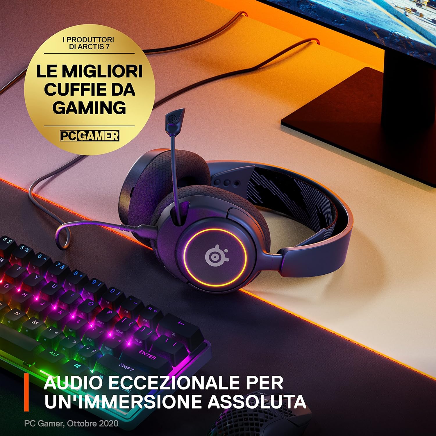 SteelSeries Arctis Nova 3 USB-C Gaming Headset for PC, PS4, PS5 & Switch - RGB Lights - Hi-Fi Drivers - 360° Spatial Audio - AirWeave Memory Foam Earcups - Super Lightweight - ClearCast Gen 2 Mic USB-