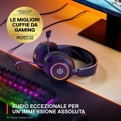 SteelSeries Arctis Nova 3 USB-C Gaming Headset for PC, PS4, PS5 & Switch - RGB Lights - Hi-Fi Drivers - 360° Spatial Audio - AirWeave Memory Foam Earcups - Super Lightweight - ClearCast Gen 2 Mic USB-