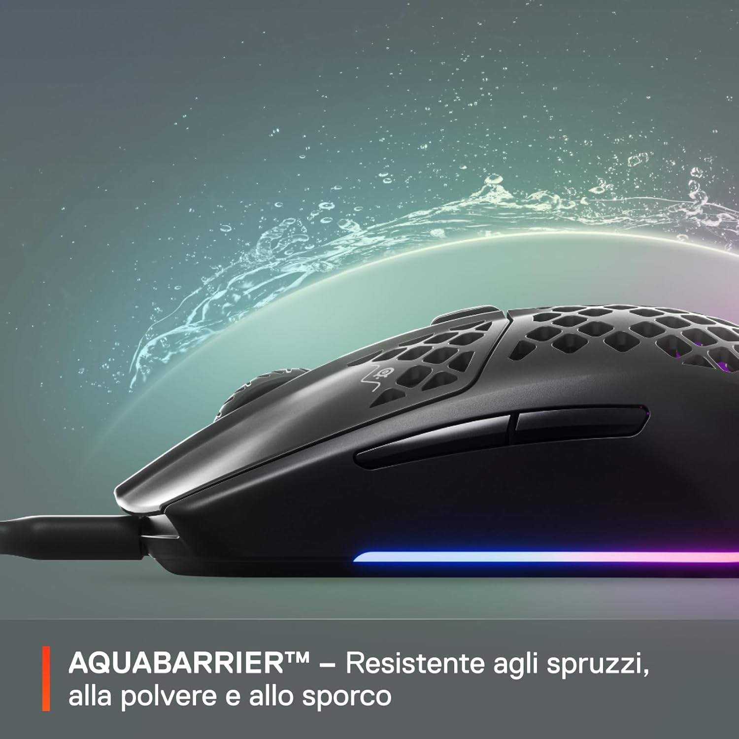 SteelSeries Aerox 3 Onyx (2022) - Super Light Gaming Mouse - 8,500 CPI TrueMove Core Optical Sensor - Ultra-lightweight 59g Water Resistant Design