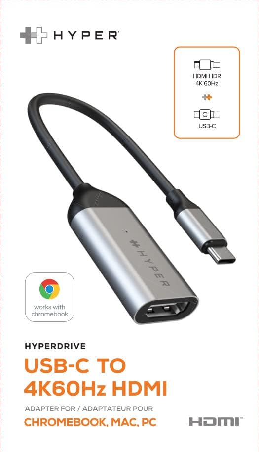 HYPER HD425A USB-C to HDMI 4K 60Hz Chromebook Certified Adapter