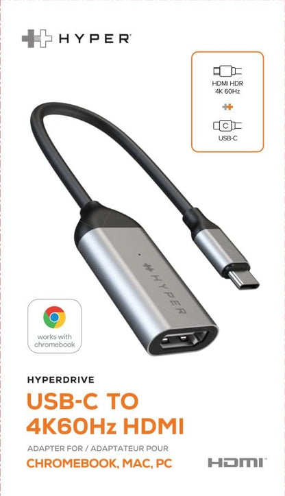 HYPER HD425A USB-C to HDMI 4K 60Hz Chromebook Certified Adapter