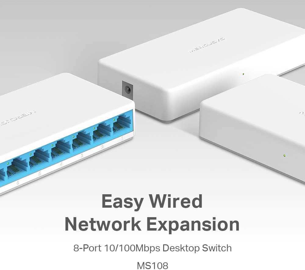 MERCUSYS MS108 Management Switch Fast Ethernet (10/100) White - Network Switch (Managed, Fast Ethernet (10/100