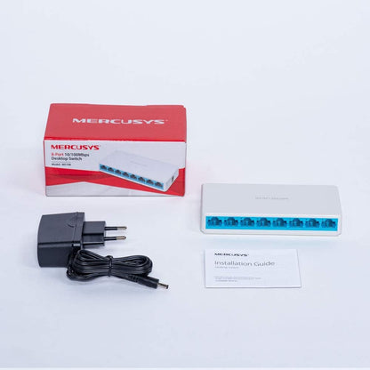MERCUSYS MS108 Management Switch Fast Ethernet (10/100) White - Network Switch (Managed, Fast Ethernet (10/100