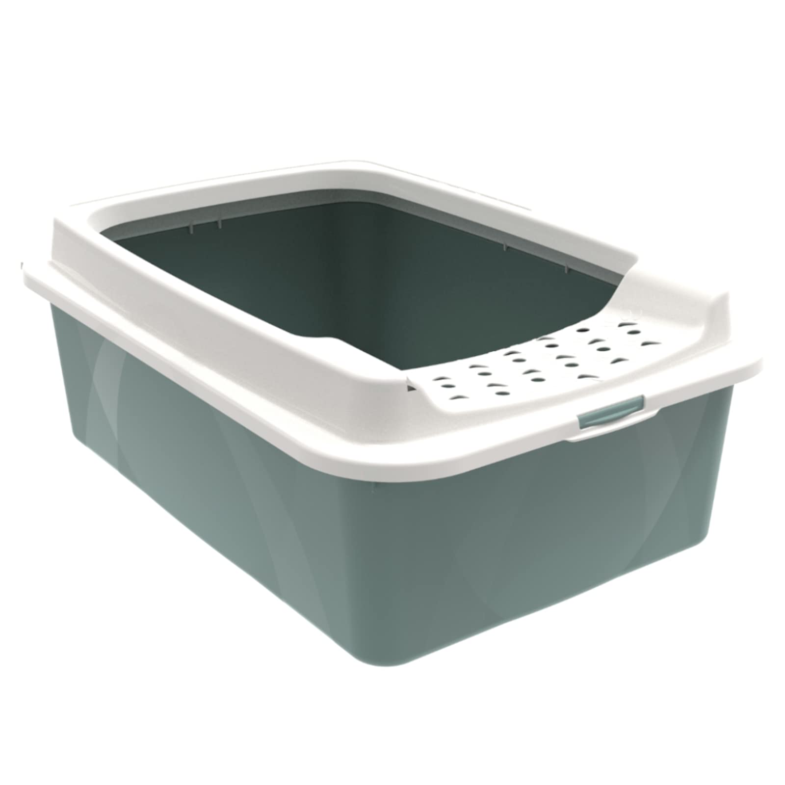 Rotho MyPet Eco Bonnie Cat Litter Tray with Top Entrance, Plastic (PP Recycled), Green/White, M, (57.2 x 39.3 x 20.9 cm)