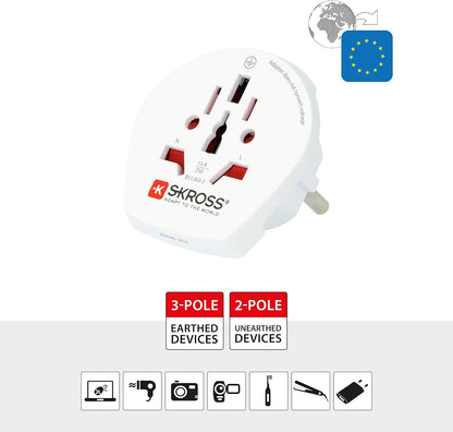 SKROSS Country Travel Adapter - World to Europe - white