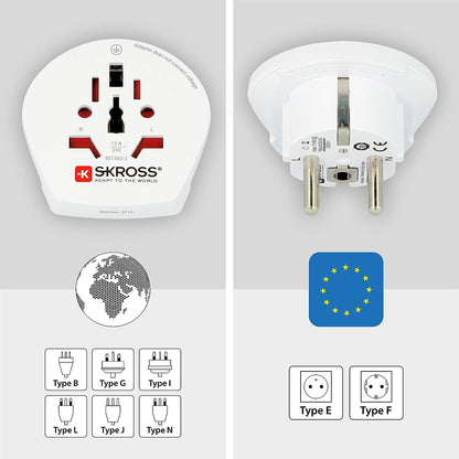 SKROSS Country Travel Adapter - World to Europe - white