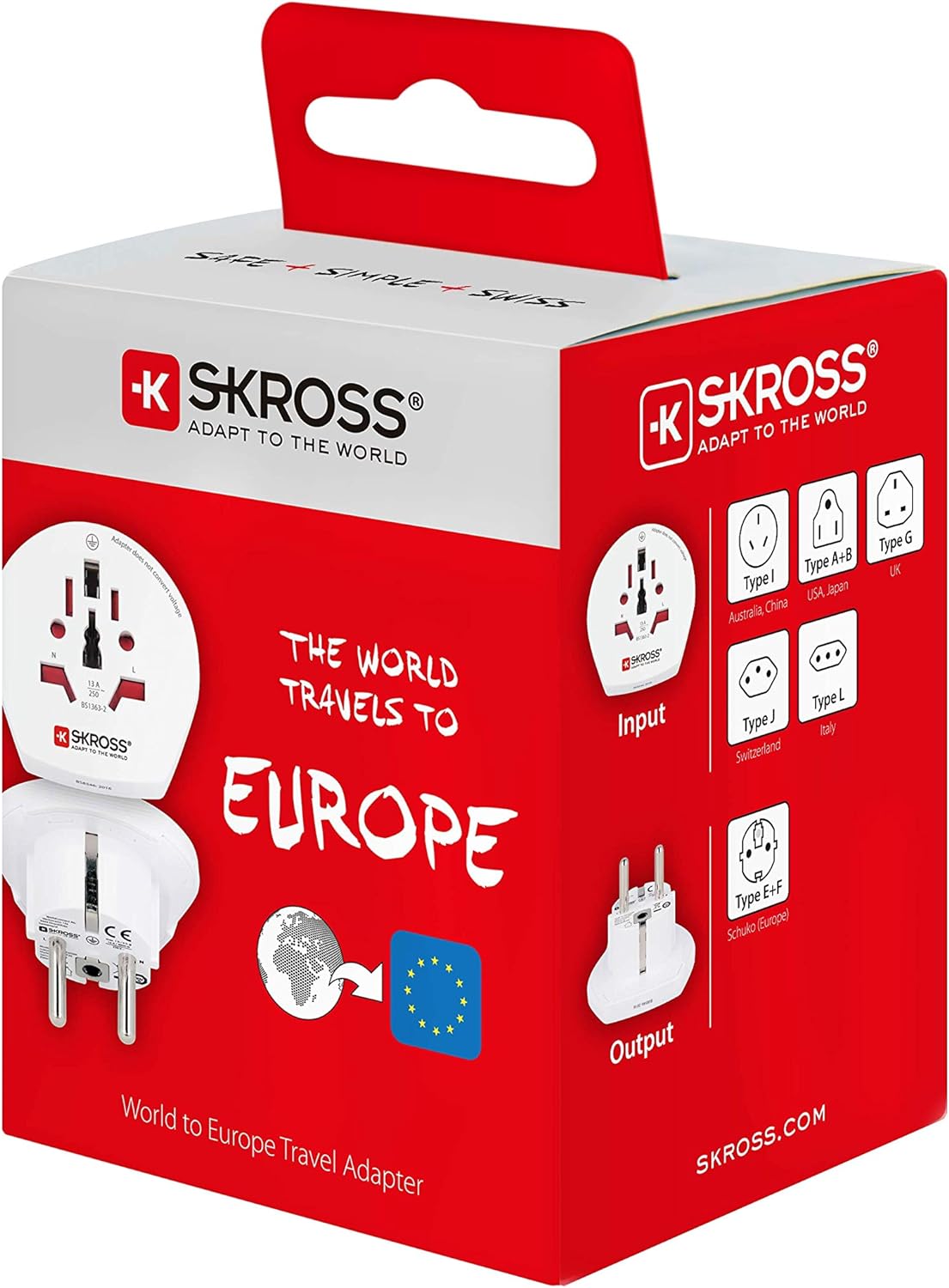 SKROSS Country Travel Adapter - World to Europe - white