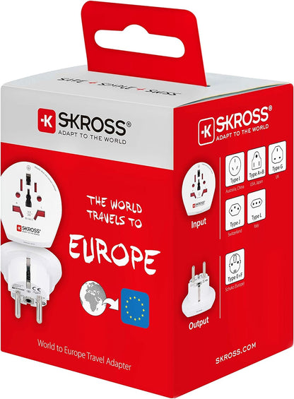 SKROSS Country Travel Adapter - World to Europe - white