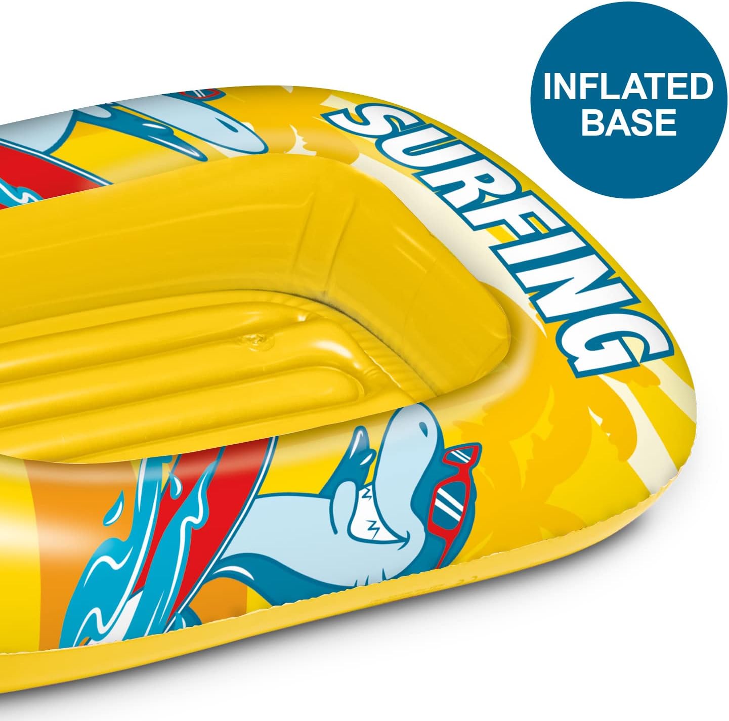 Mondo Toys - Surfing Shark Boat - Inflatable Base Boat, Inflatable Boat, Size 112 cm - Heavy Duty PVC - 16922