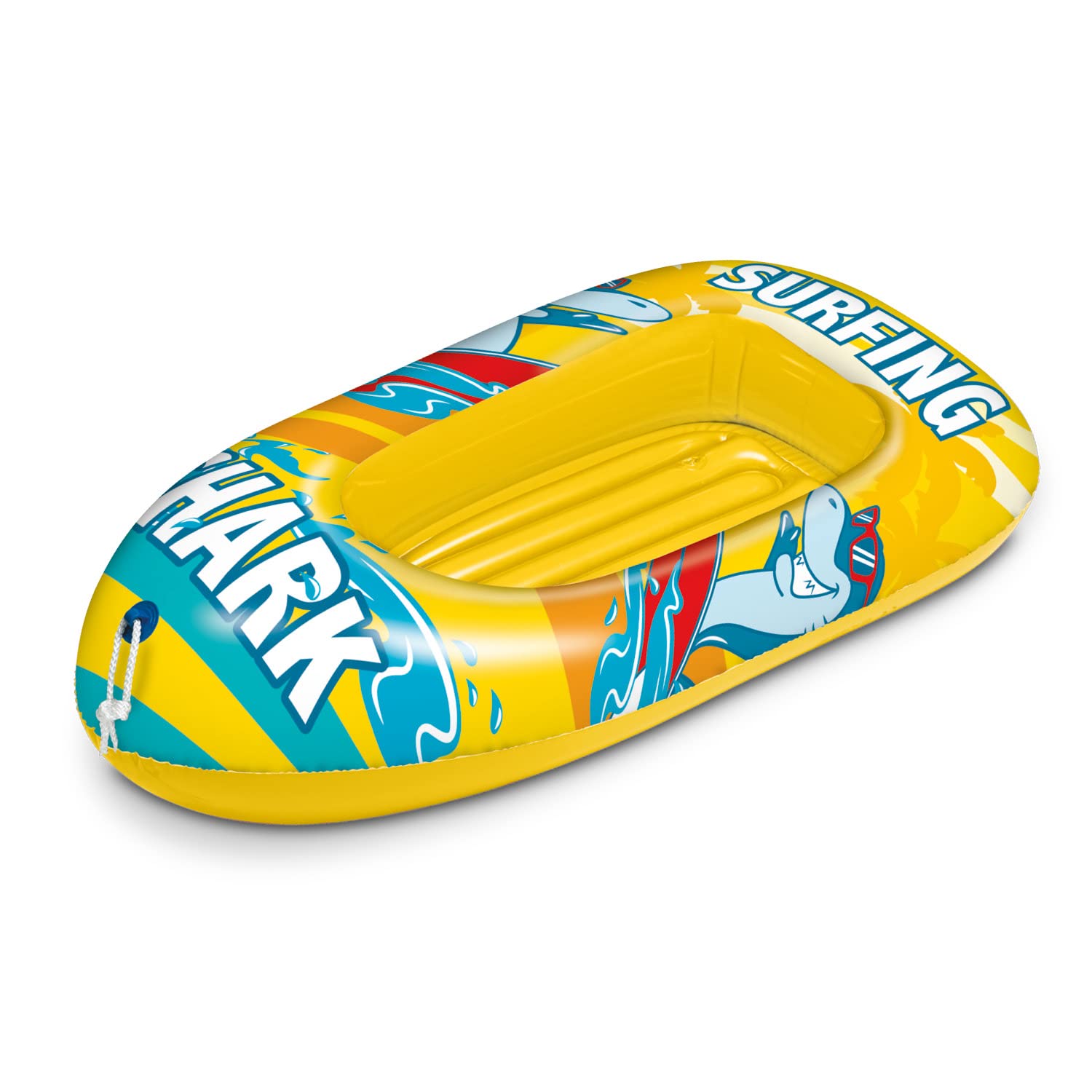 Mondo Toys - Surfing Shark Boat - Inflatable Base Boat, Inflatable Boat, Size 112 cm - Heavy Duty PVC - 16922