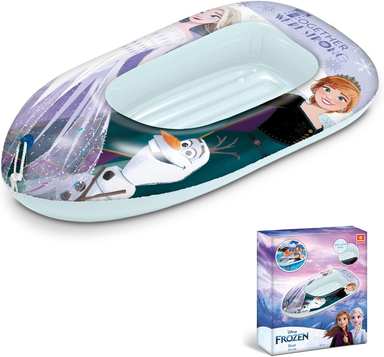 Mondo Toys - Frozen Boat - Inflatable Base Boat, Inflatable Boat, Size 112 cm - Heavy Duty PVC - 16925