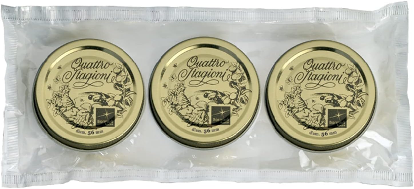 Bormioli Rocco Metal Replacement Lids for Quattro Stagioni Jars, Preserving Jars, Hermetic, Resealable Jars, Food in Jars, Set of 3, 56 mm, Gold 21x6x1.6 cm