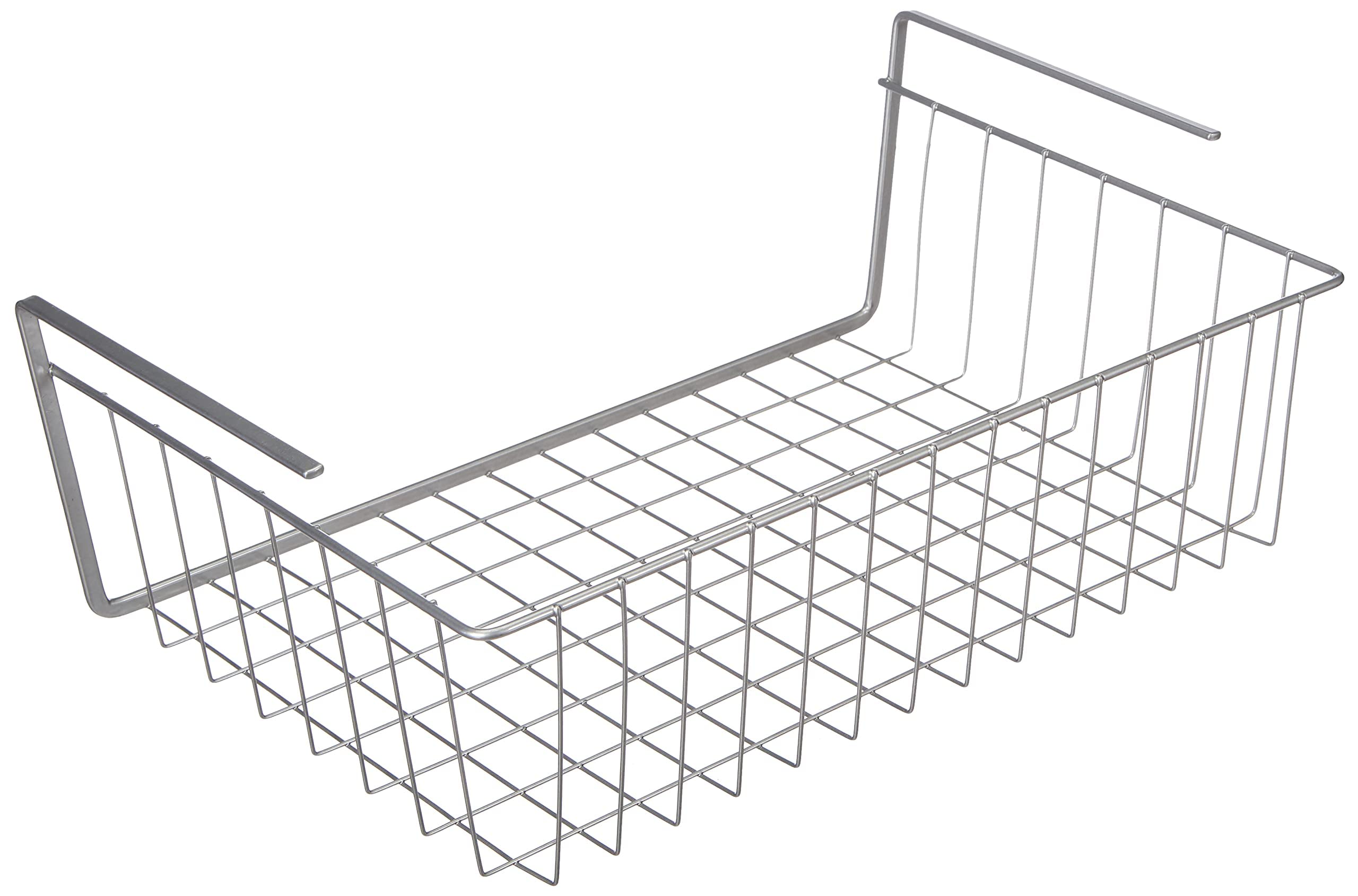 Metaltex Kanguro Cupboard Organiser, Under Shelf Storage Basket with Polytherm Coating for Long Term Use, Silver, Size: 40 cm