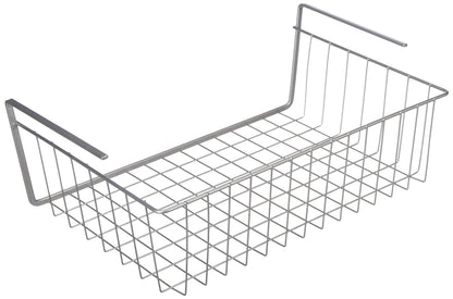 Metaltex Kanguro Cupboard Organiser, Under Shelf Storage Basket with Polytherm Coating for Long Term Use, Silver, Size: 40 cm