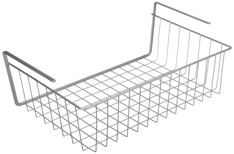Metaltex Kanguro Cupboard Organiser, Under Shelf Storage Basket with Polytherm Coating for Long Term Use, Silver, Size: 40 cm