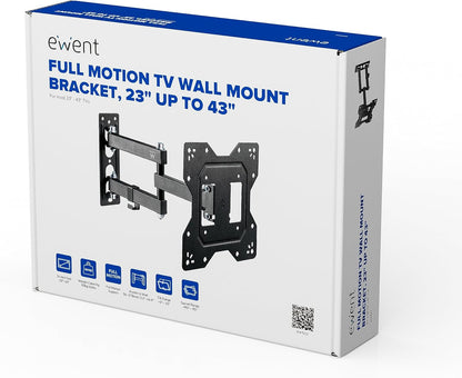 Ewent EW1522 Supporto da Parete per TV/Monitor da 13 a 42 Pollici con Braccio a Doppio Snodo e Orientabile, Vesa Fino a 200 x 200 mm, Nero
