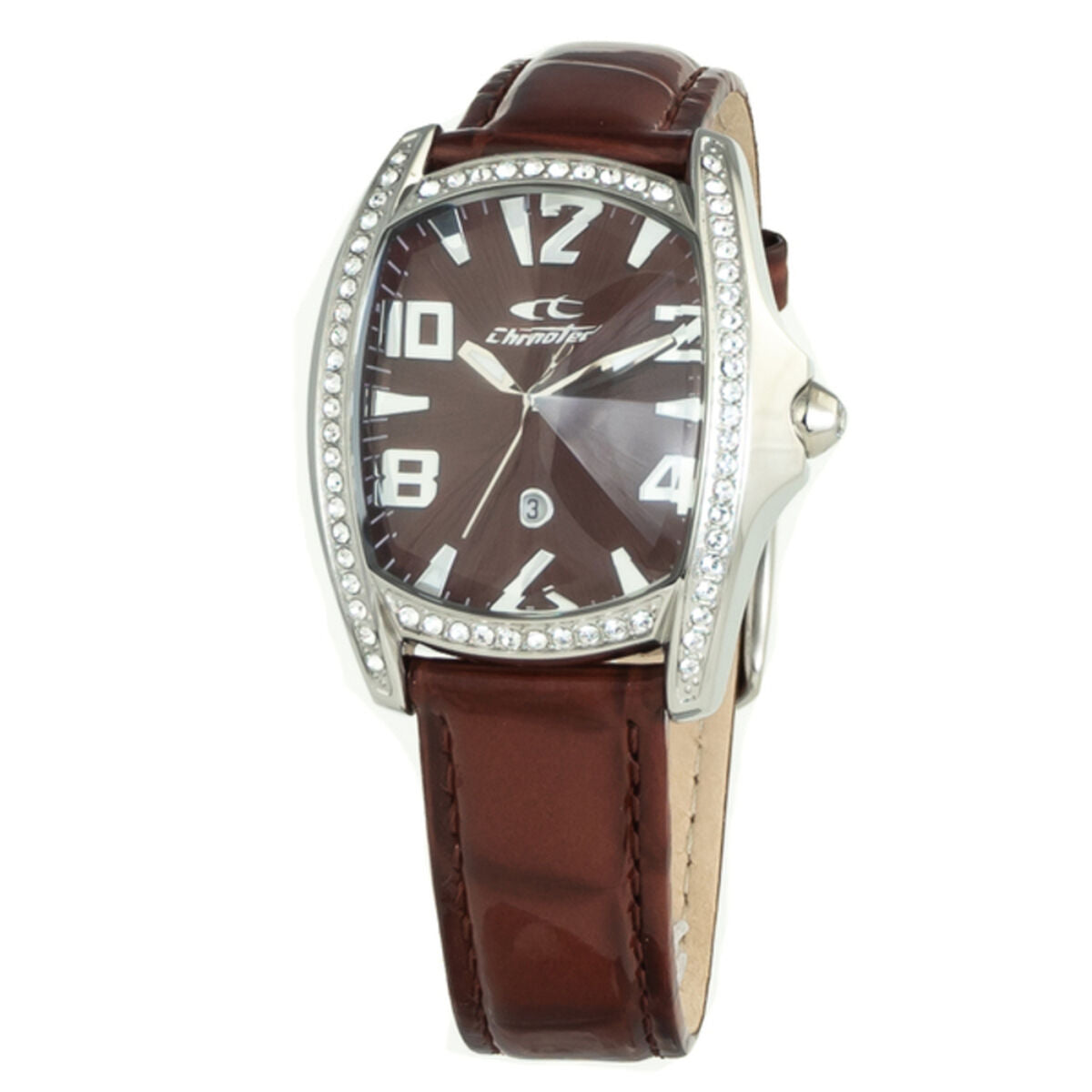 Chronotech Women's Stainless Steel Quartz Watch with Leather Strap, Brown, 18 (Model: CT7988LS-63