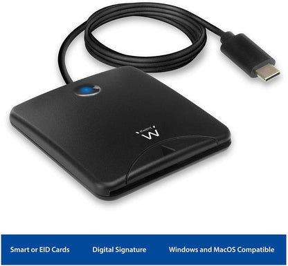 Ewent EW1055 Smart Card Reader USB-C Smart Card Reader USB Type C, CNS and TNS USB C Reader
