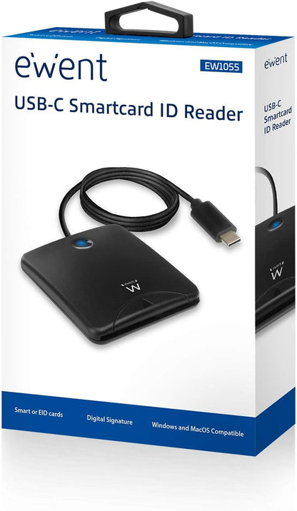 Ewent EW1055 Smart Card Reader USB-C Smart Card Reader USB Type C, CNS and TNS USB C Reader