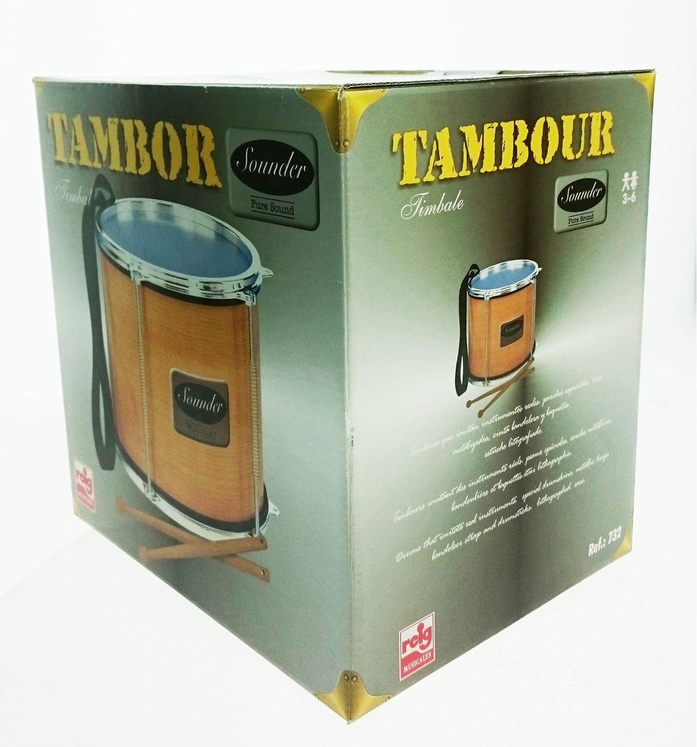 Claudio Reig Timbal Sounder Metalizado Tambor de Juguete, Multicolor, Talla única (72-732