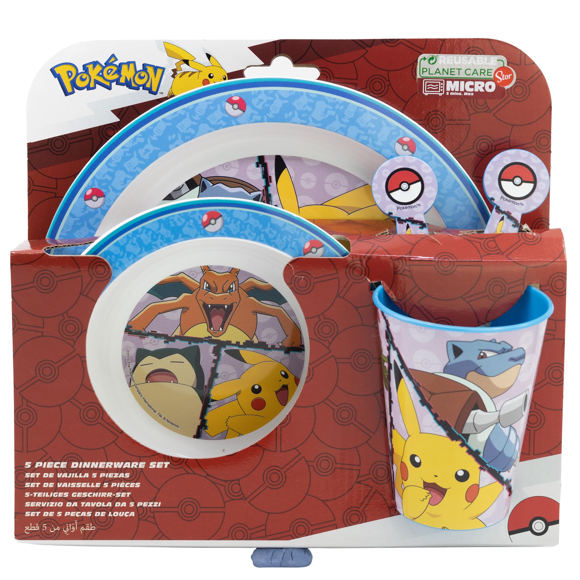 Pokemon 5 teiliges Set - Micro Set - wiederverwendbares Kindergeschirr - für Microwelle geeignet 08010