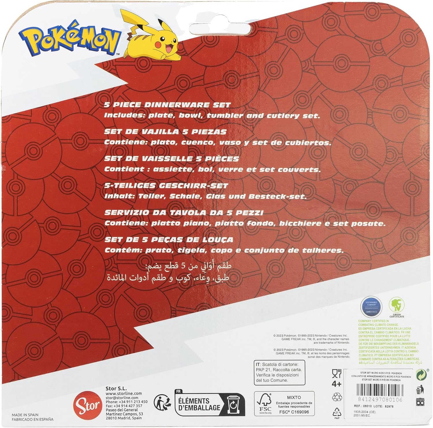 Pokemon 5 teiliges Set - Micro Set - wiederverwendbares Kindergeschirr - für Microwelle geeignet 08010