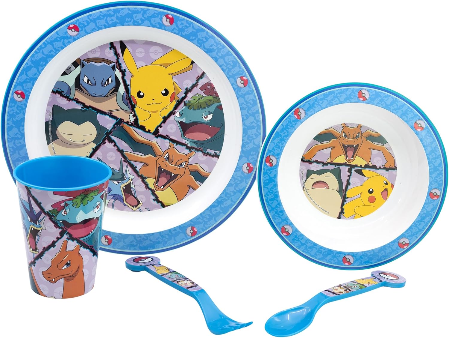 Pokemon 5 teiliges Set - Micro Set - wiederverwendbares Kindergeschirr - für Microwelle geeignet 08010