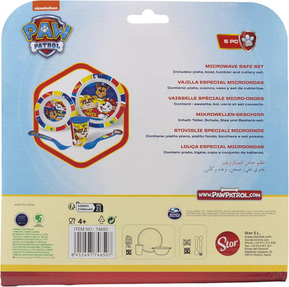 Stor Paw Patrol Pup Power 5pcs Kids Lunch Breakfast Dinner Tableware Set Plate, Bowl, Cutlery & Tumbler, BPA Free, Children, Baby