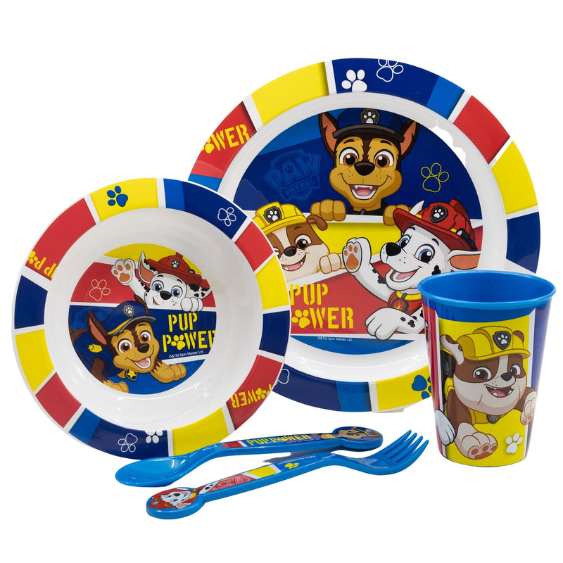 Stor Paw Patrol Pup Power 5pcs Kids Lunch Breakfast Dinner Tableware Set Plate, Bowl, Cutlery & Tumbler, BPA Free, Children, Baby