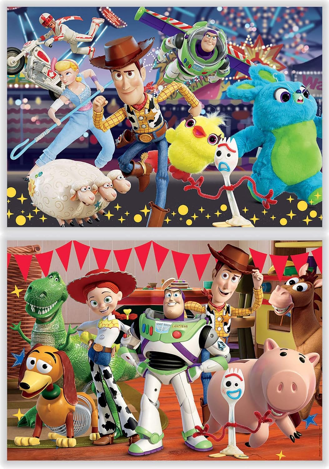 Educa - Toy Story 4. Set de 2 Puzzles con 100 Piezas. Medida aproximada una Vez montados: 40 x 28 cm. Compuesto por Grandes Piezas Perfectamente acabadas. Recomendado a Partir de 6 años (18107