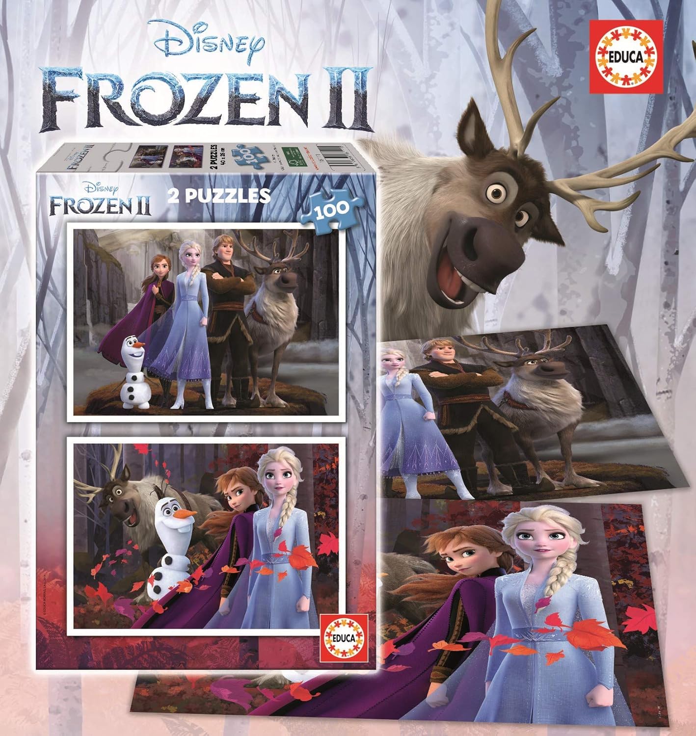 Educa Borrás- Puzzle, Assorted Colour 2 x 100 Piezas Assorted Frozen 2
