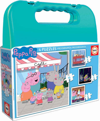 Educa 18112 Peppa Pig Suitcase with Progressive Puzzles, Assorted, Sin Talla