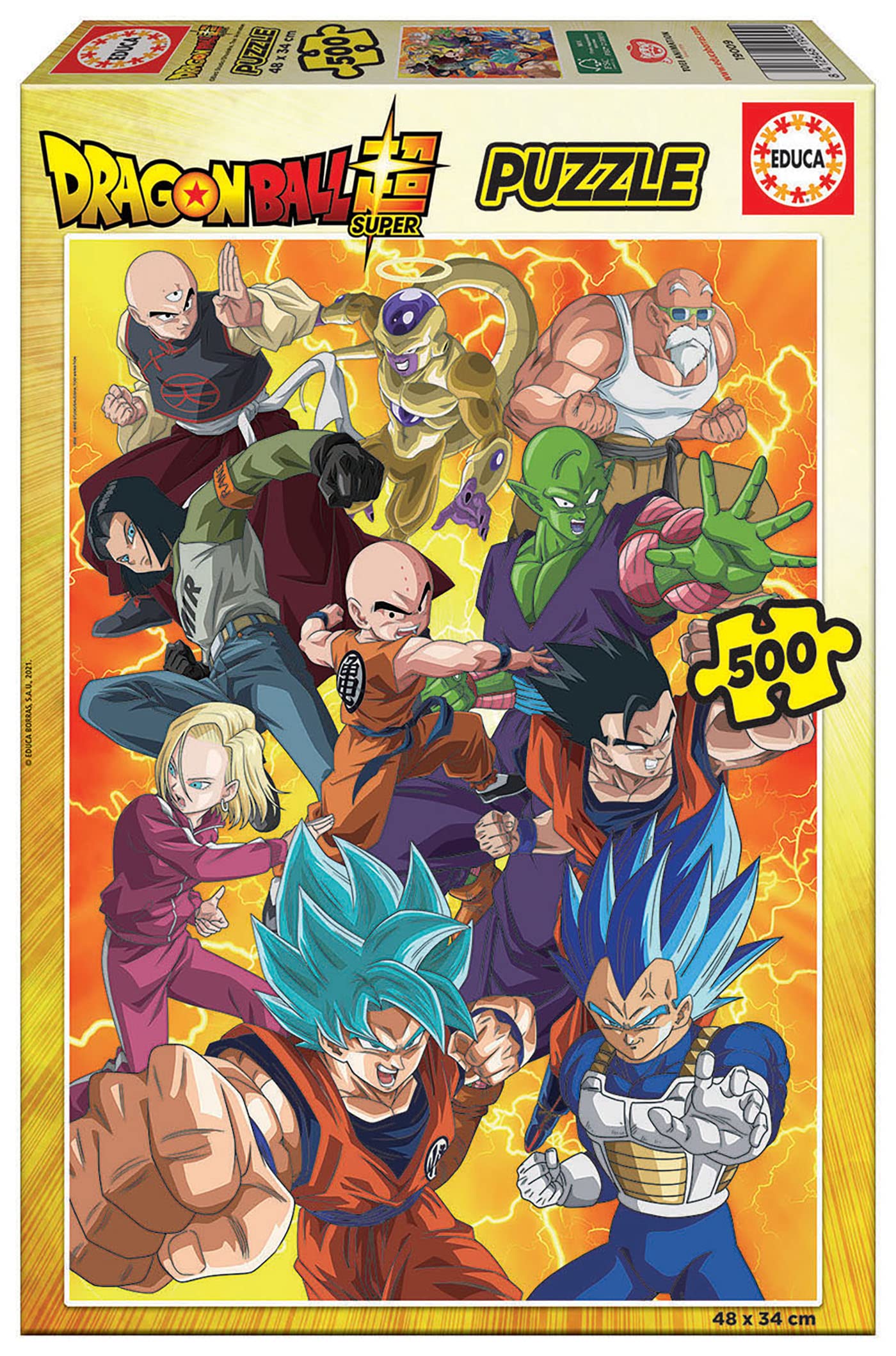 Educa Dragon Ball Super, 500-delige puzzel voor volwassenen, inclusief lijm Fix puzzel, vanaf 11 jaar (19009