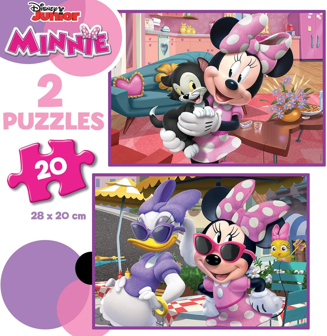 Educa - Minnie Maus, 2 x 20 Teile Puzzleset für Kinder ab 3 Jahren, Disney (19297