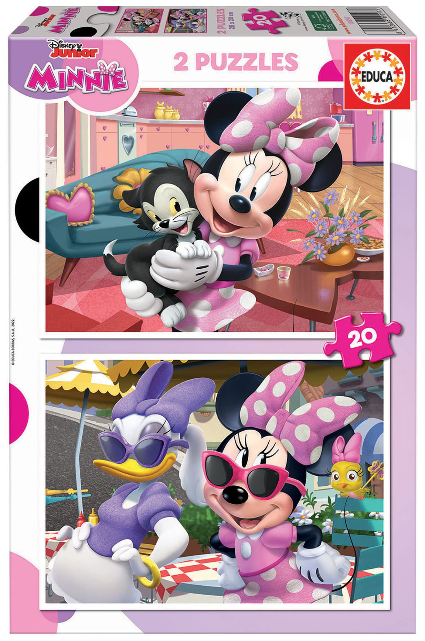 Educa - Minnie Maus, 2 x 20 Teile Puzzleset für Kinder ab 3 Jahren, Disney (19297
