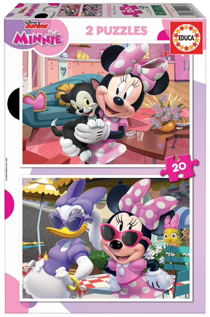 Educa - Minnie Maus, 2 x 20 Teile Puzzleset für Kinder ab 3 Jahren, Disney (19297